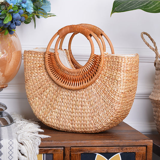 Moon Woven Beach Bag